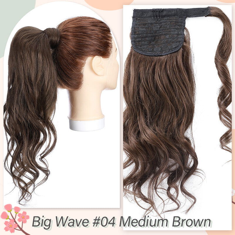 Remy Human Hair Ponytail Extensions Wrap Around Clip-In Hairpiece