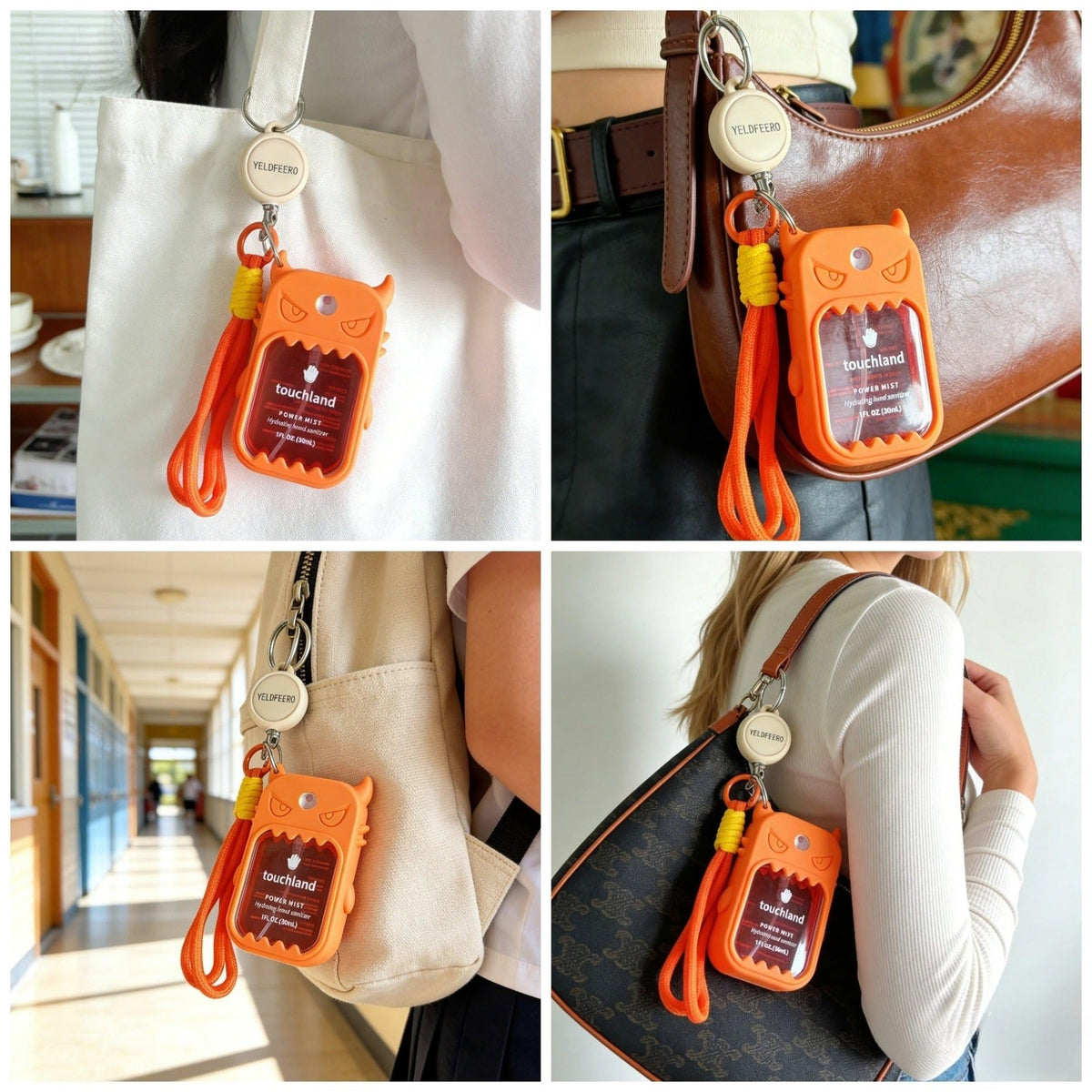 Silicone Hand Sanitizer Spray Holder Keychain with Retractable Lanyard - Cute Devil Design, Travel Size
