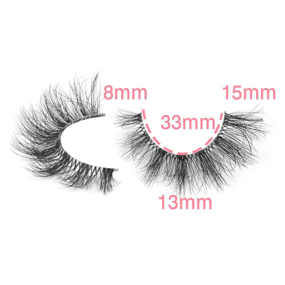 Mink False Eyelashes with Clear Band - 15mm Natural Cat-Eye Look, 10 Pairs