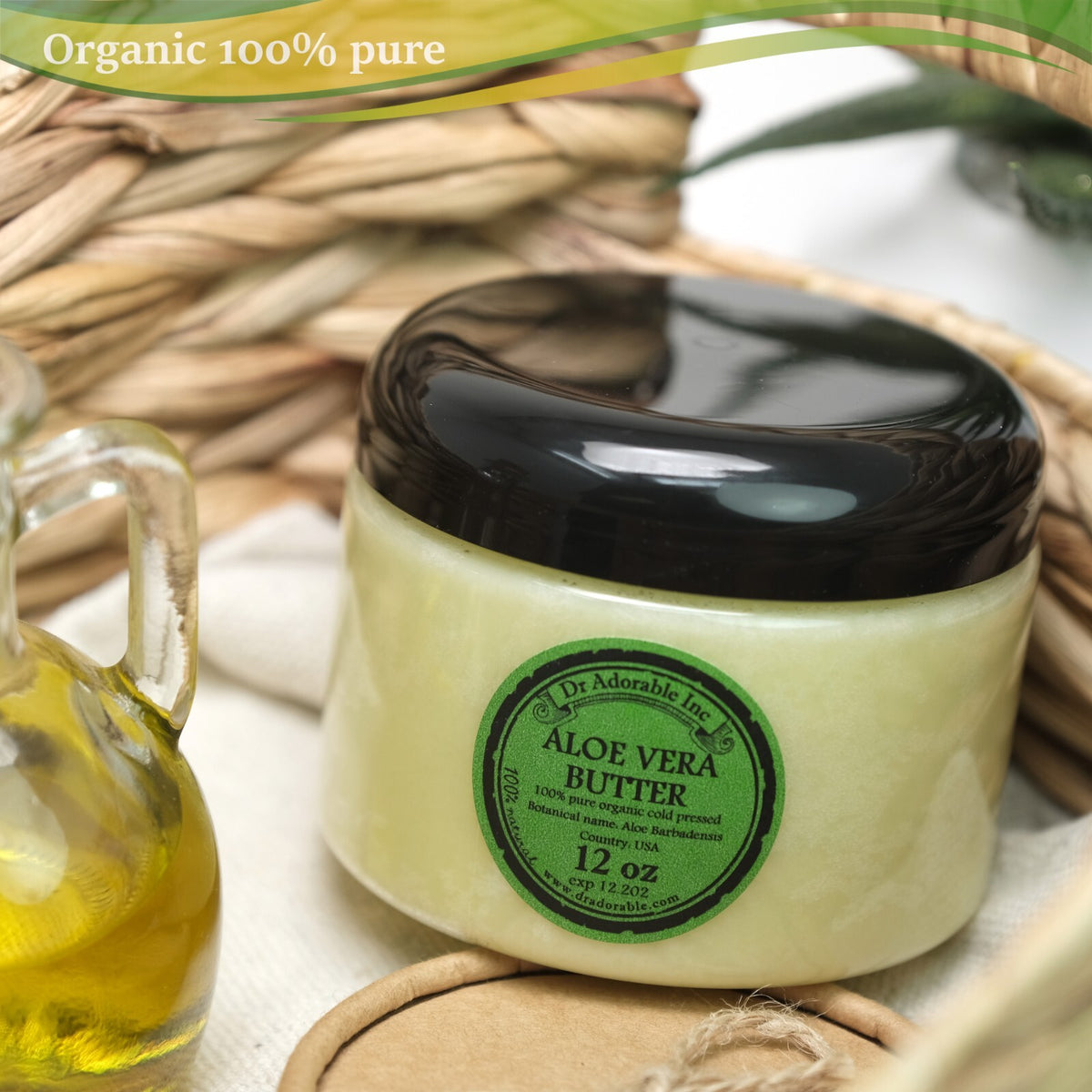 Organic Aloe Vera Butter - Cold Pressed, Multiple Sizes