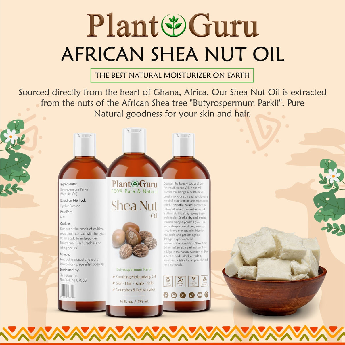 Raw African Shea Nut Butter Oil 4 oz - 100% Pure Natural