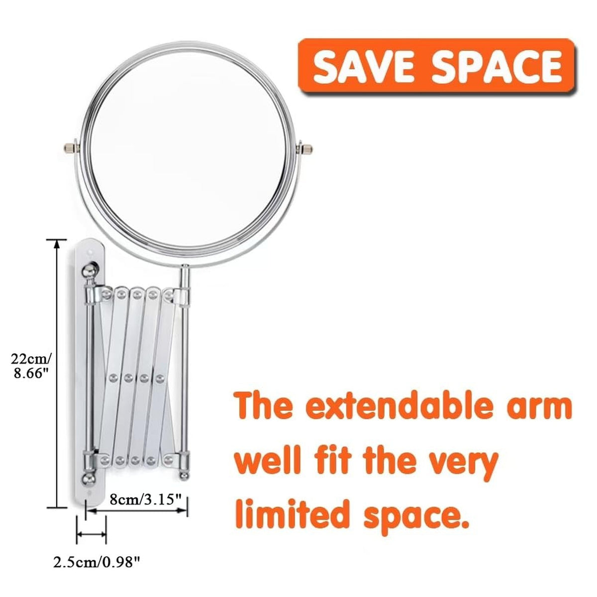 Welllink 7-Inch Wall Mounted Double-Sided Makeup Mirror with 7X Magnification