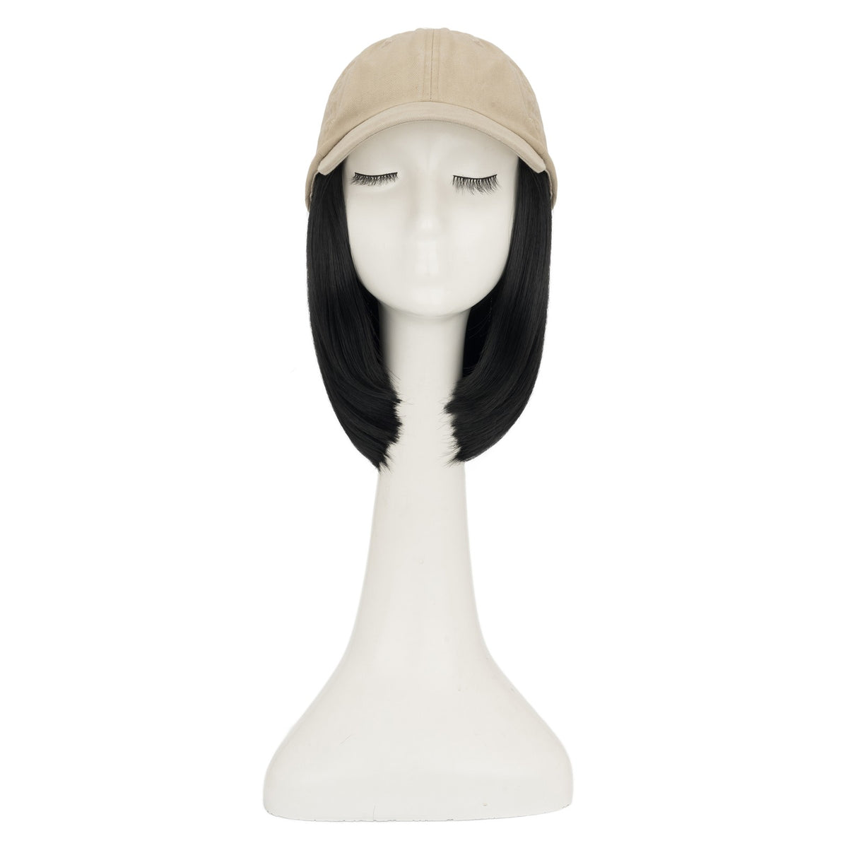 8-Inch Curly Baseball Cap with Synthetic Ponytail Hair Extensions - Natural Look