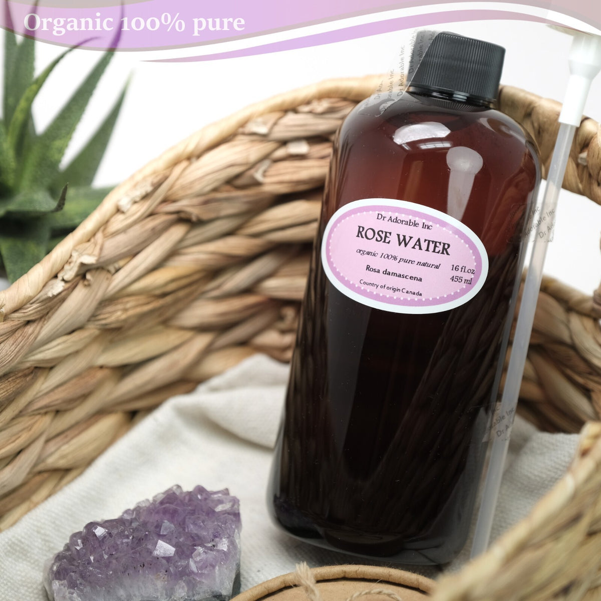 Organic Pure Rose Water Facial Toner with Spray - Skin Refresh & Soothing
