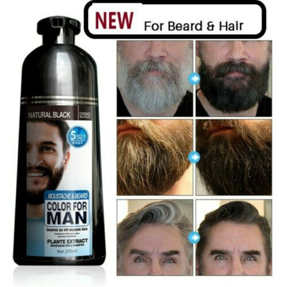 Permanent Beard Dye Shampoo - Black, 200ml