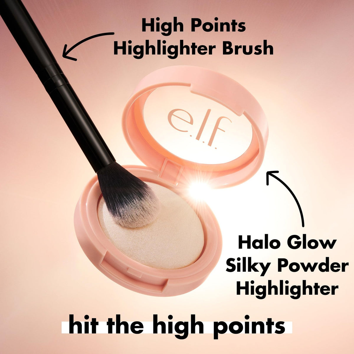 e.l.f. High Points Highlighter Brush - Soft Makeup Brush, Black