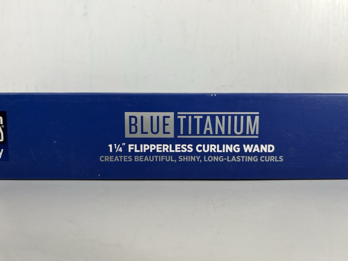 Hot Shot Tools Blue Titanium 1 1/4 Inch Curling Iron - Flipperless Hair Styling Tool