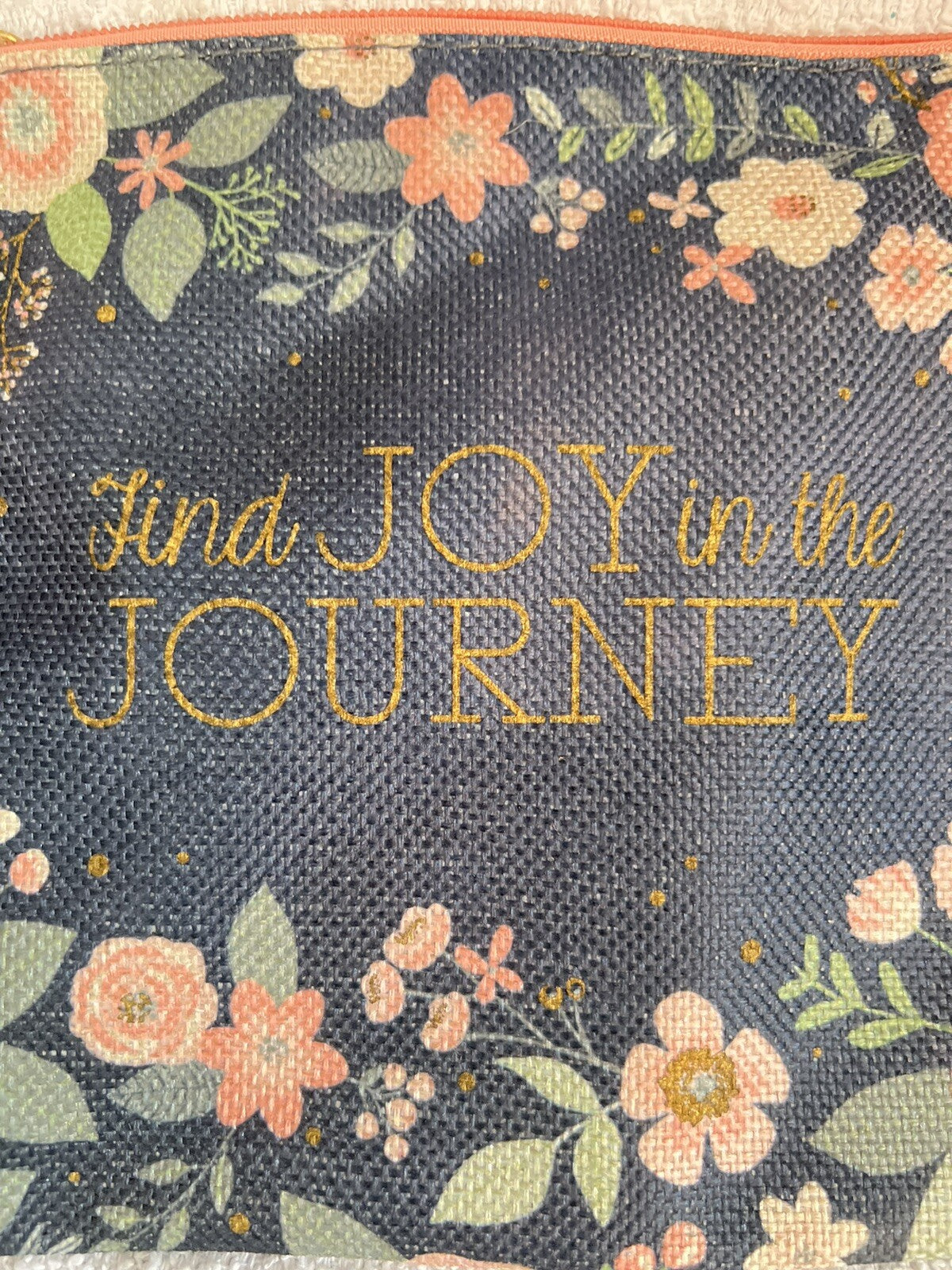 Canvas Makeup Bag with Floral Design - Portable Storage Pouch, 9x7 inches