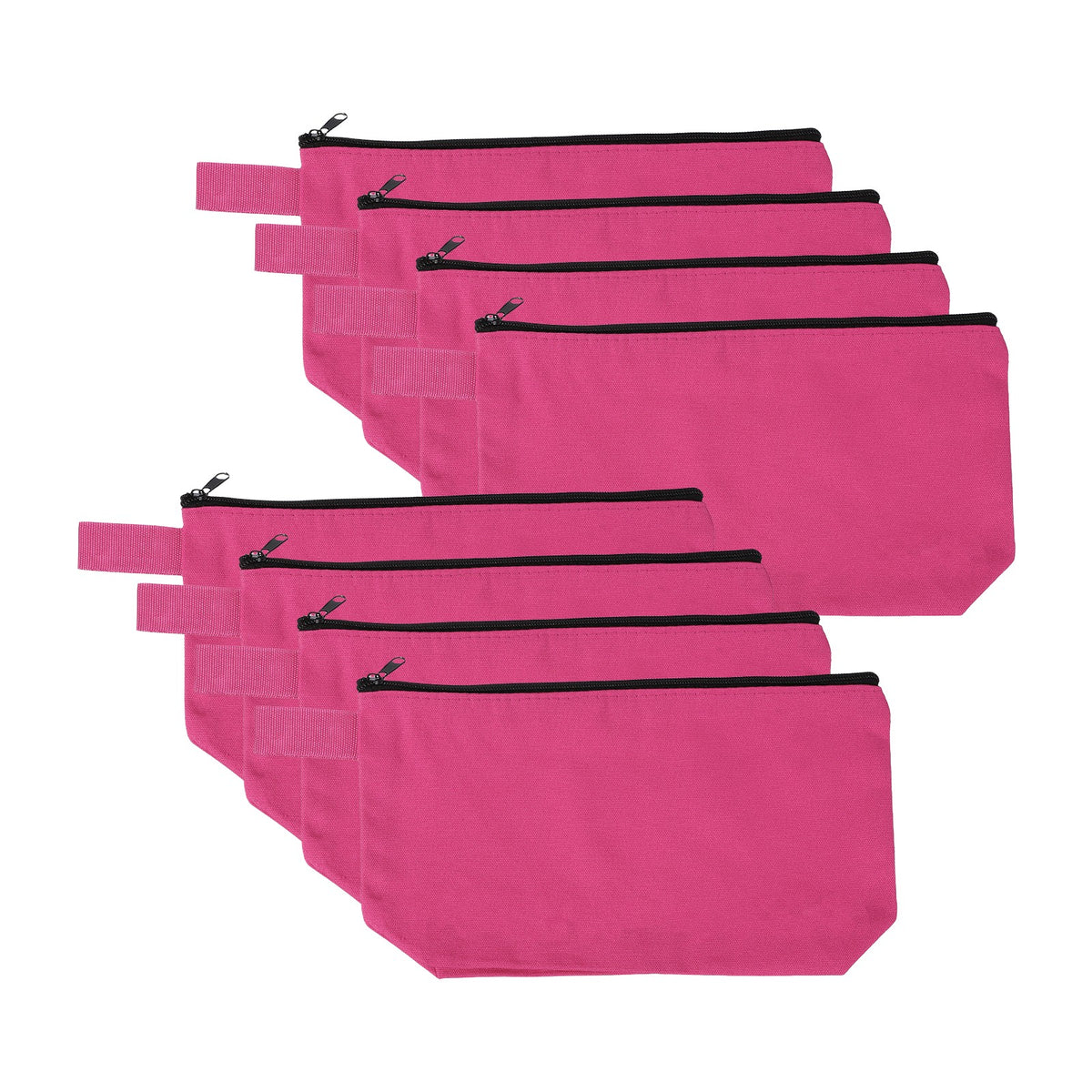 Cotton Canvas Makeup Bag Set - 8 Pcs Rose Red Travel & Organizer Bags
