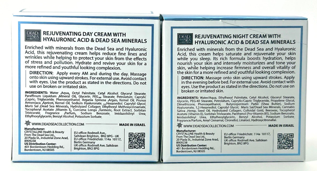 Dead Sea Collection Hyaluronic Acid Anti-Aging Day & Night Cream Set - 1.69 oz Each
