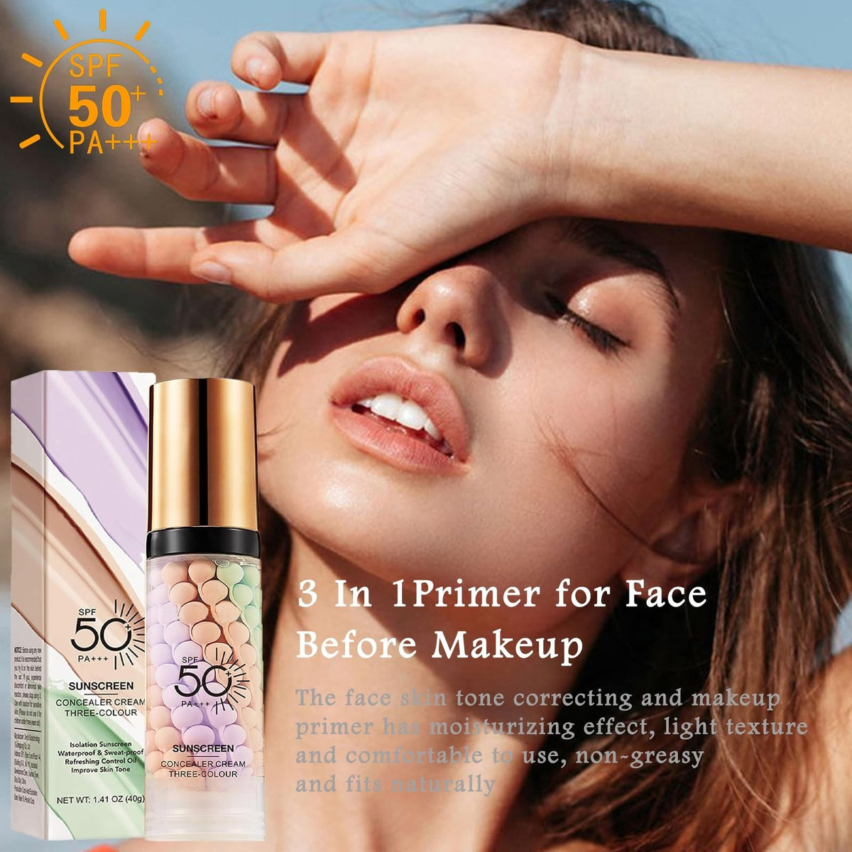 3-in-1 Face Primer with SPF 50 - Hydrating Sunscreen & Makeup Base