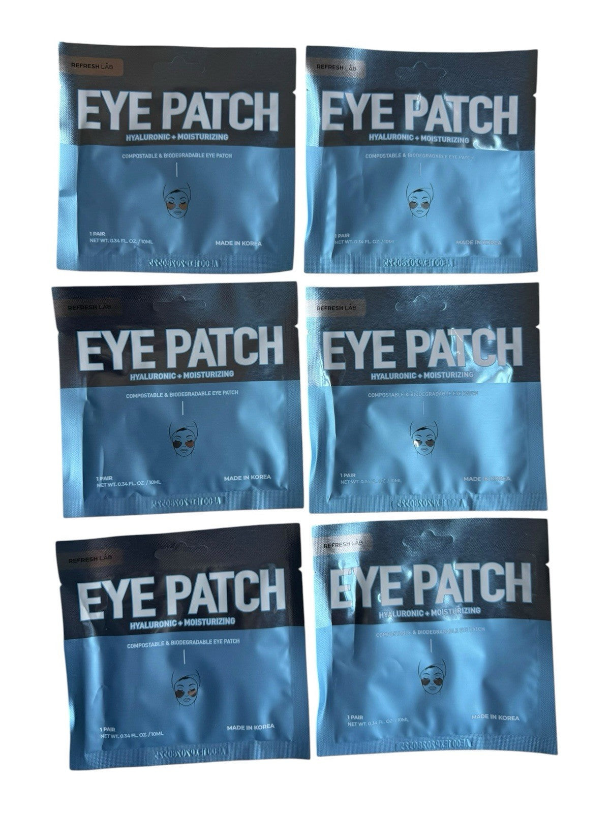 Hyaluronic Moisturizing Eye Patches - 12 Count, Biodegradable & Hydrating