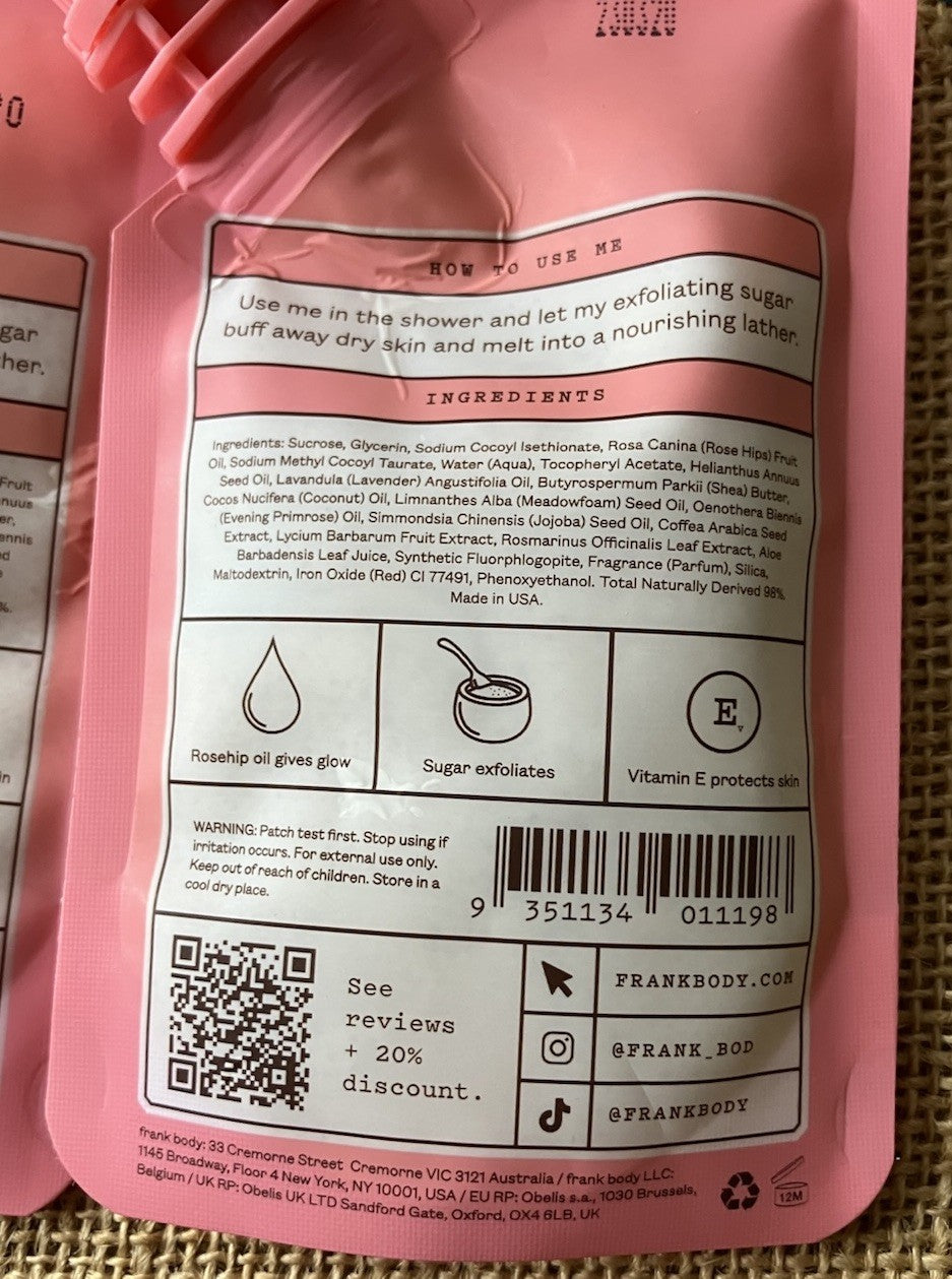 Frank Body Rosehip Scrub + Cleanser - 2 Travel sizes