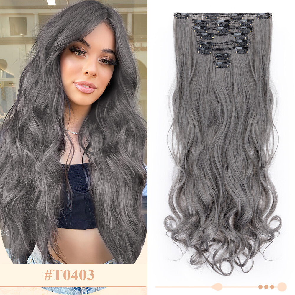 Clip-In Hair Extensions Full Head Ombre Highlight Synthetic Thick Hair 8-24 Inches