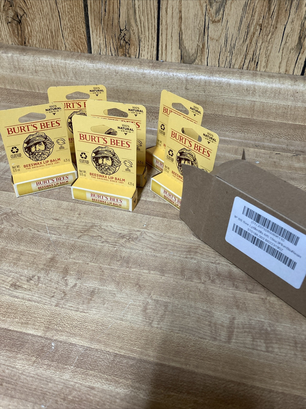 6 Pack Beeswax Lip Balm - Hydrating Natural Moisturizer