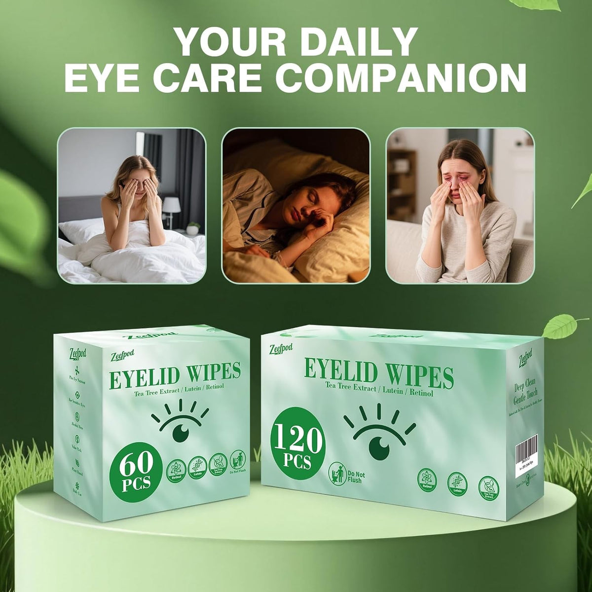 Tea Tree Oil Eye Lid Cleaning Wipes for Sensitive Skin - 60 Pack