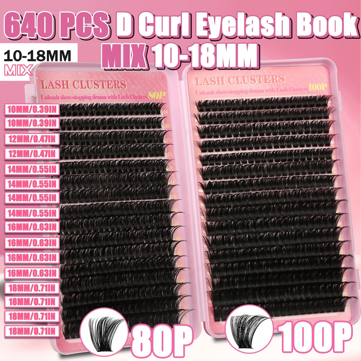 DIY Lash Extension Kit with 640 Clusters, Lash Bond & Seal, Tweezers