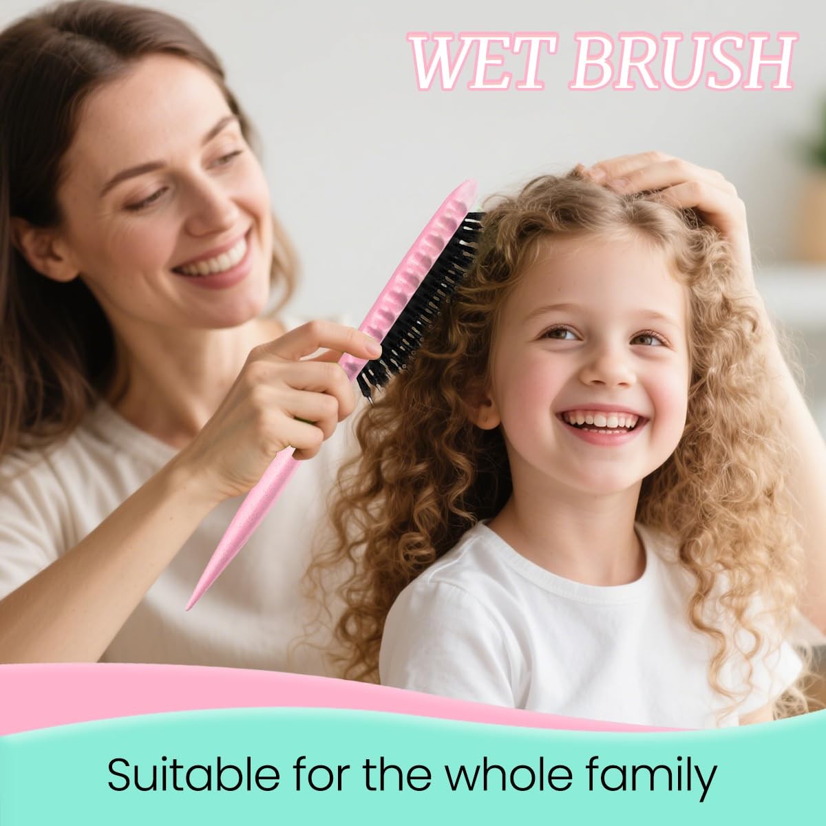 Curly Hair Brush with Boar Bristles for Curl Defining and Detangling - Pink Silk