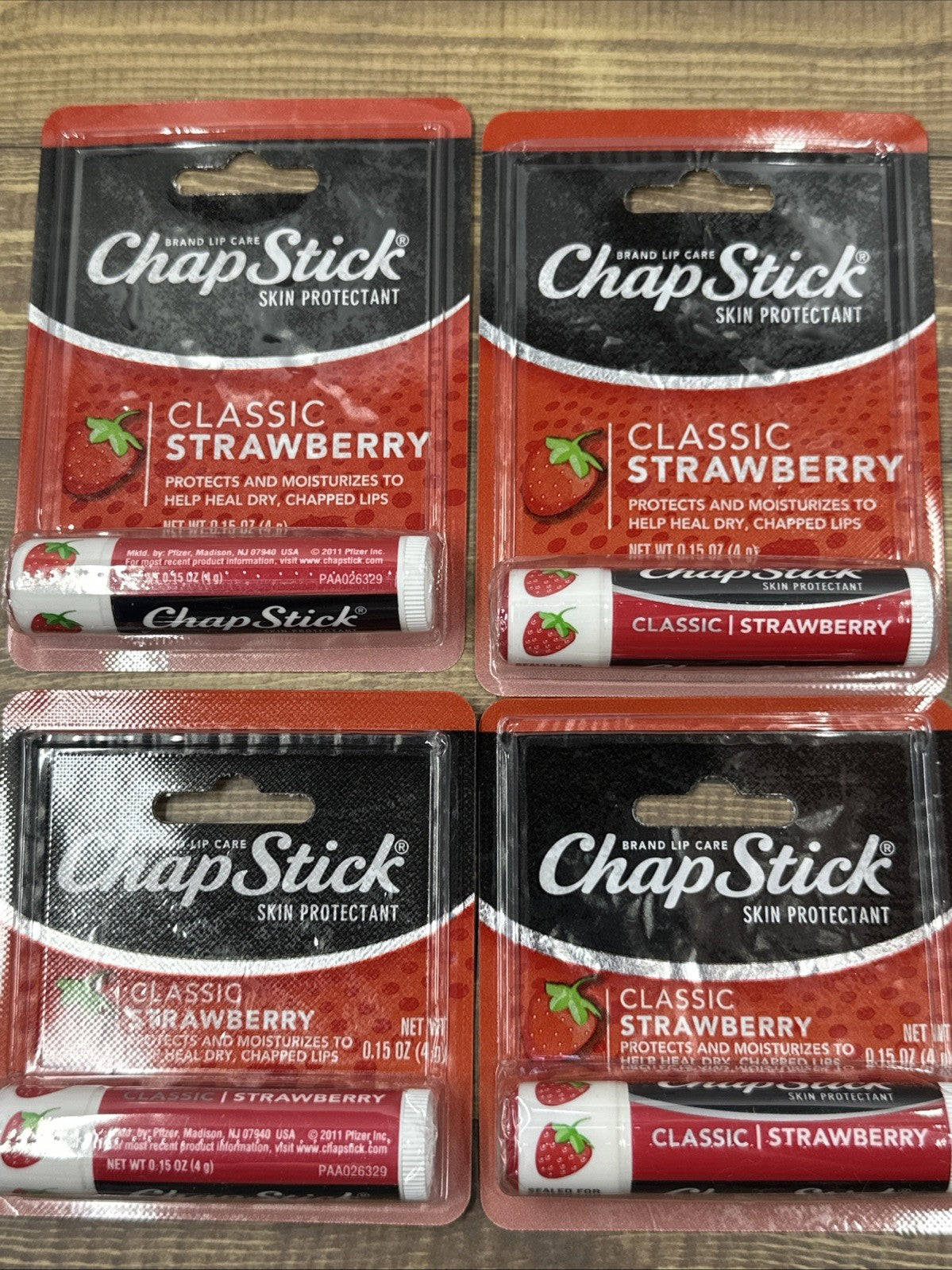 Chapstick Classic Strawberry Lip Balm Set - 4 x 0.15 oz