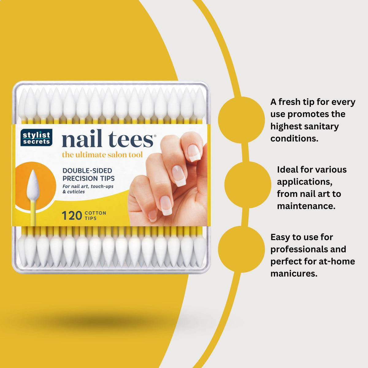 Nail Tips Cotton Swabs 120 Count Dual-Point Applicators for Manicure & Pedicure