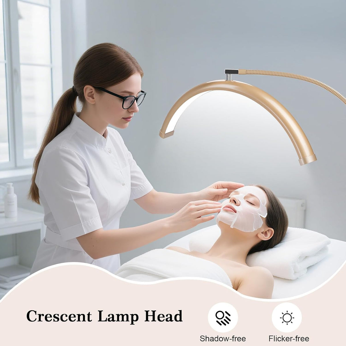 Dimmable LED Lash Light for Eyelash Extensions & Estheticians, Adjustable Floor Lamp with Gooseneck