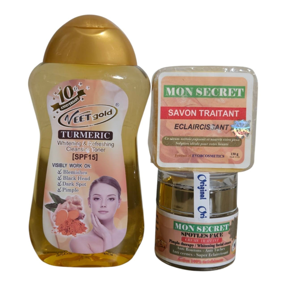 Turmeric Facial Toner & Face Cream Set for Blemish & Dark Spot Reduction