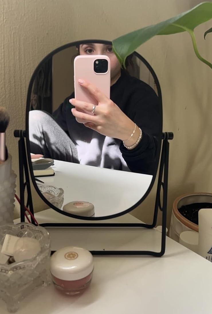 Tabletop 5X/1X Dual-Sided Magnifying Makeup Mirror with 360° Rotation Bronze