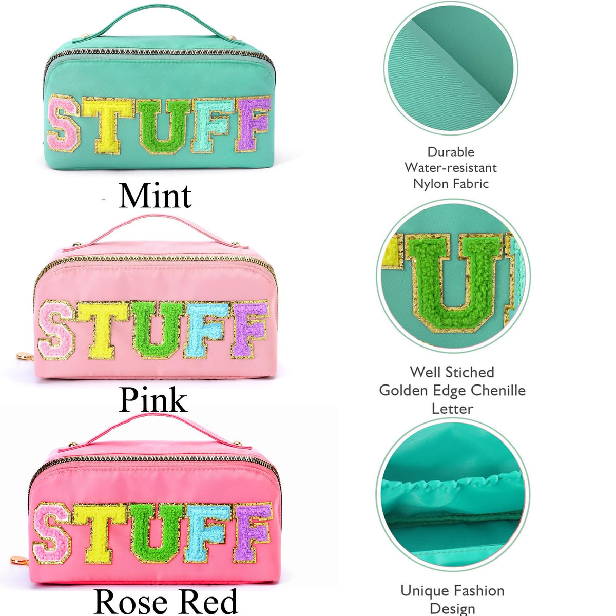 Large Capacity Travel Makeup Bag - Water-Resistant Cosmetic Organizer for Women