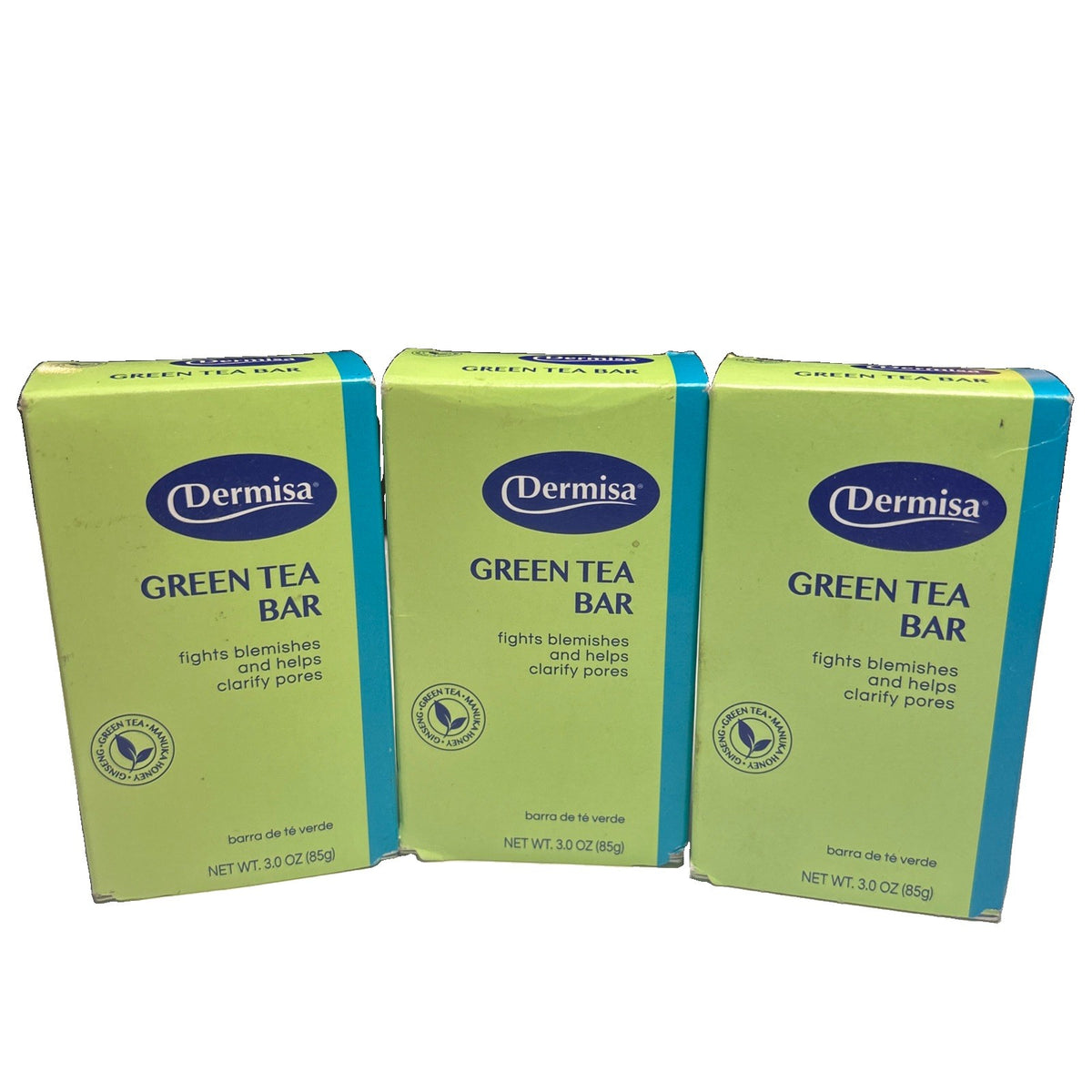 Dermisa Green Tea Bar with Manuka Honey and Ginseng, 3oz- 3 Pack!