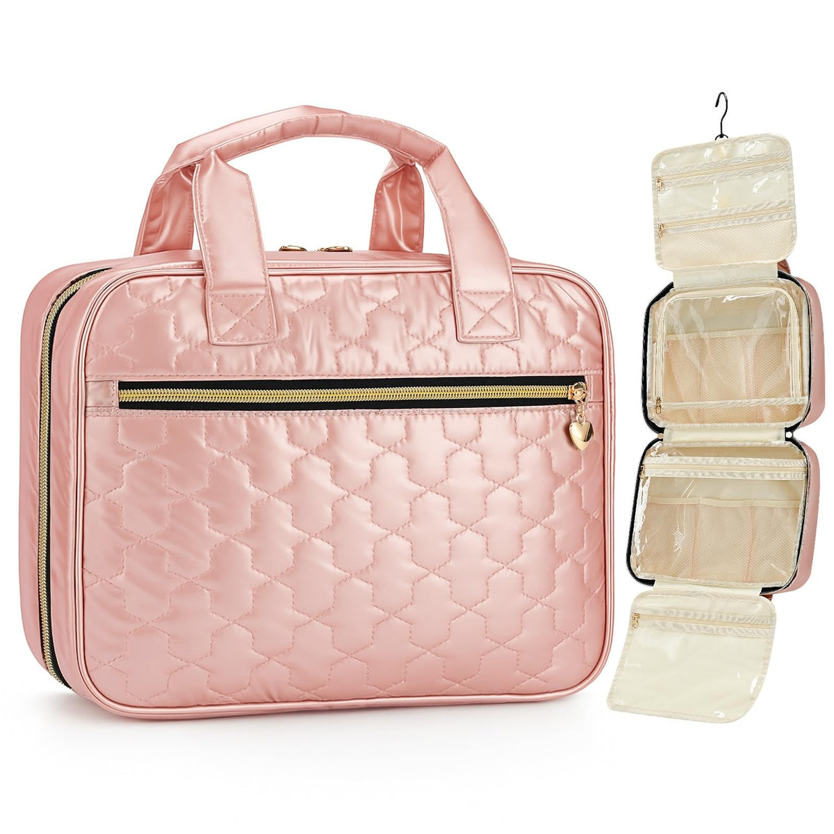 Large Water-Resistant Travel Toiletry Bag with Hook & Mesh Pockets