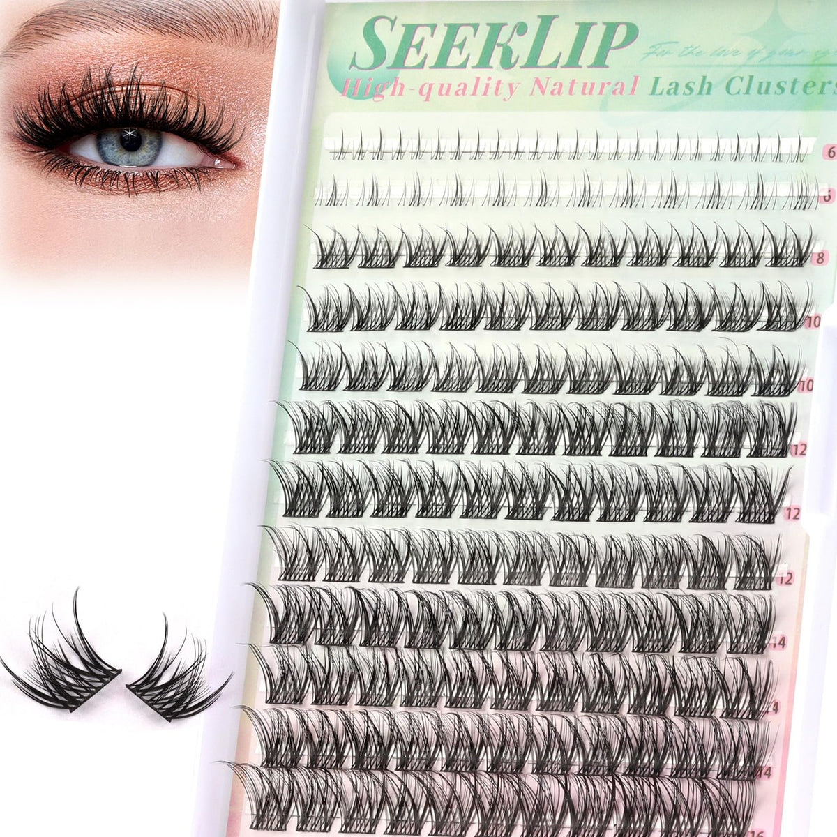 Natural Eyelash Clusters 146 Pcs - Wispy Short & Long Fake Lashes Set