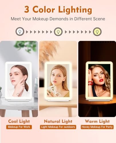 Rechargeable Travel Makeup Mirror with LED Lights & 10X Magnification