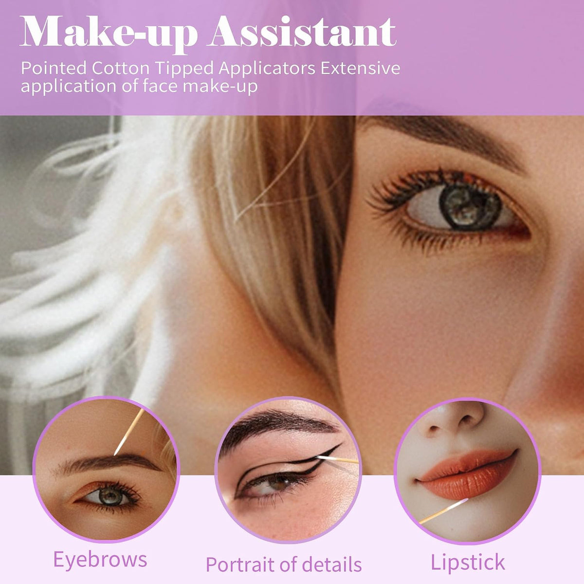 Pointed Cotton Swabs 4 Inch Microblading & Eyelash Makeup Applicators