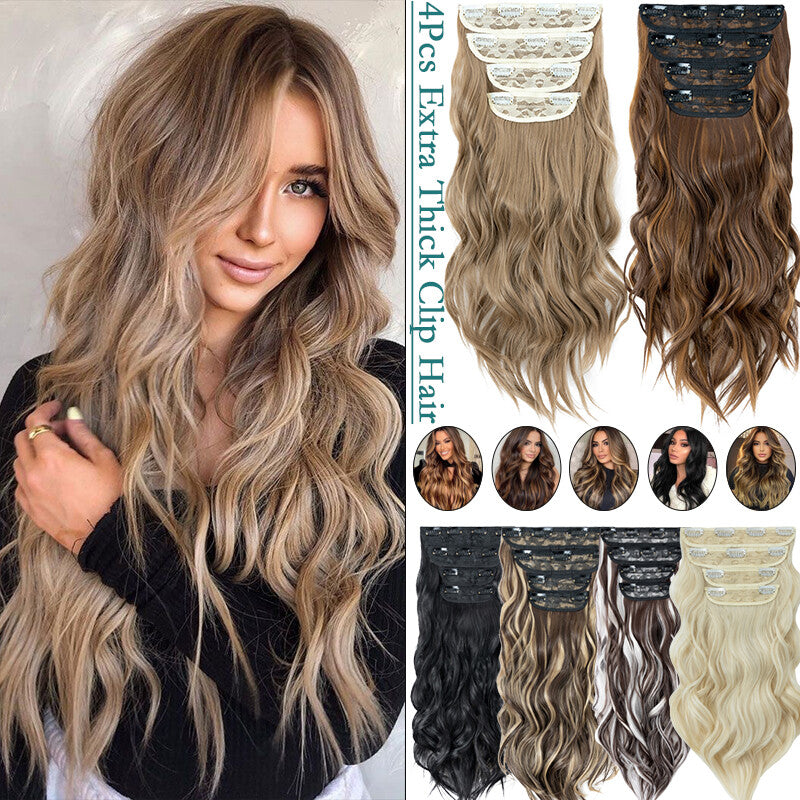 Double Weft Clip-In Human Hair Extensions Full Head - Multiple Colors & Lengths