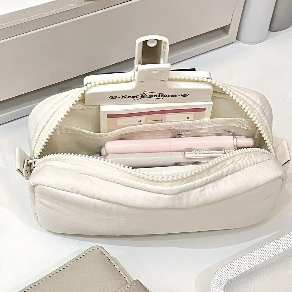 Large Capacity Stationery Pen Bag with Zipper - Durable Cloth Organizer