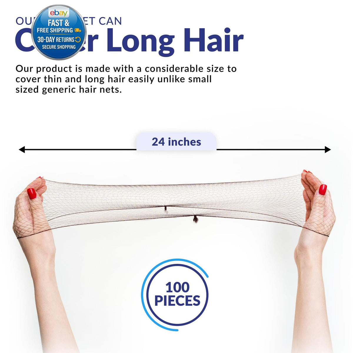 100Pcs Brown Hair Net 24" Invisible Nets for Women and Men - Perfect