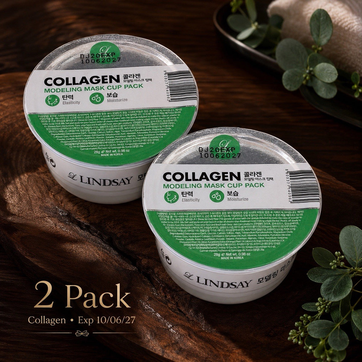 Collagen Modeling Face Mask Cups 2 Pack - Skin Elasticity & Moisture