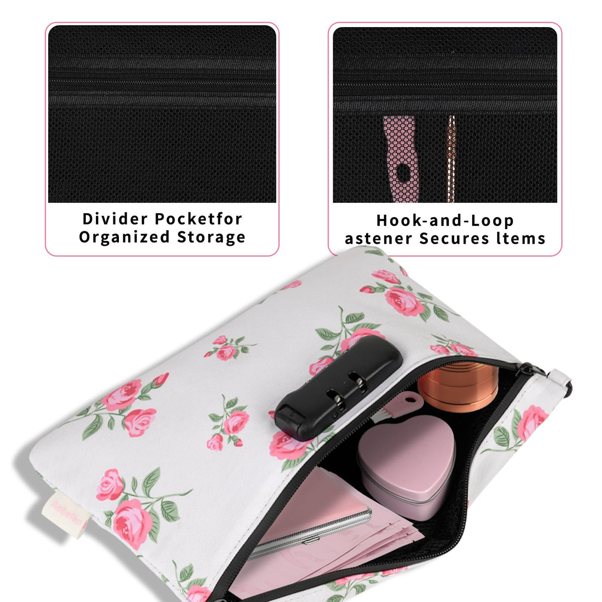 Pink Waterproof Travel Pouch with Combination Lock & 8 Accessories Gift Box