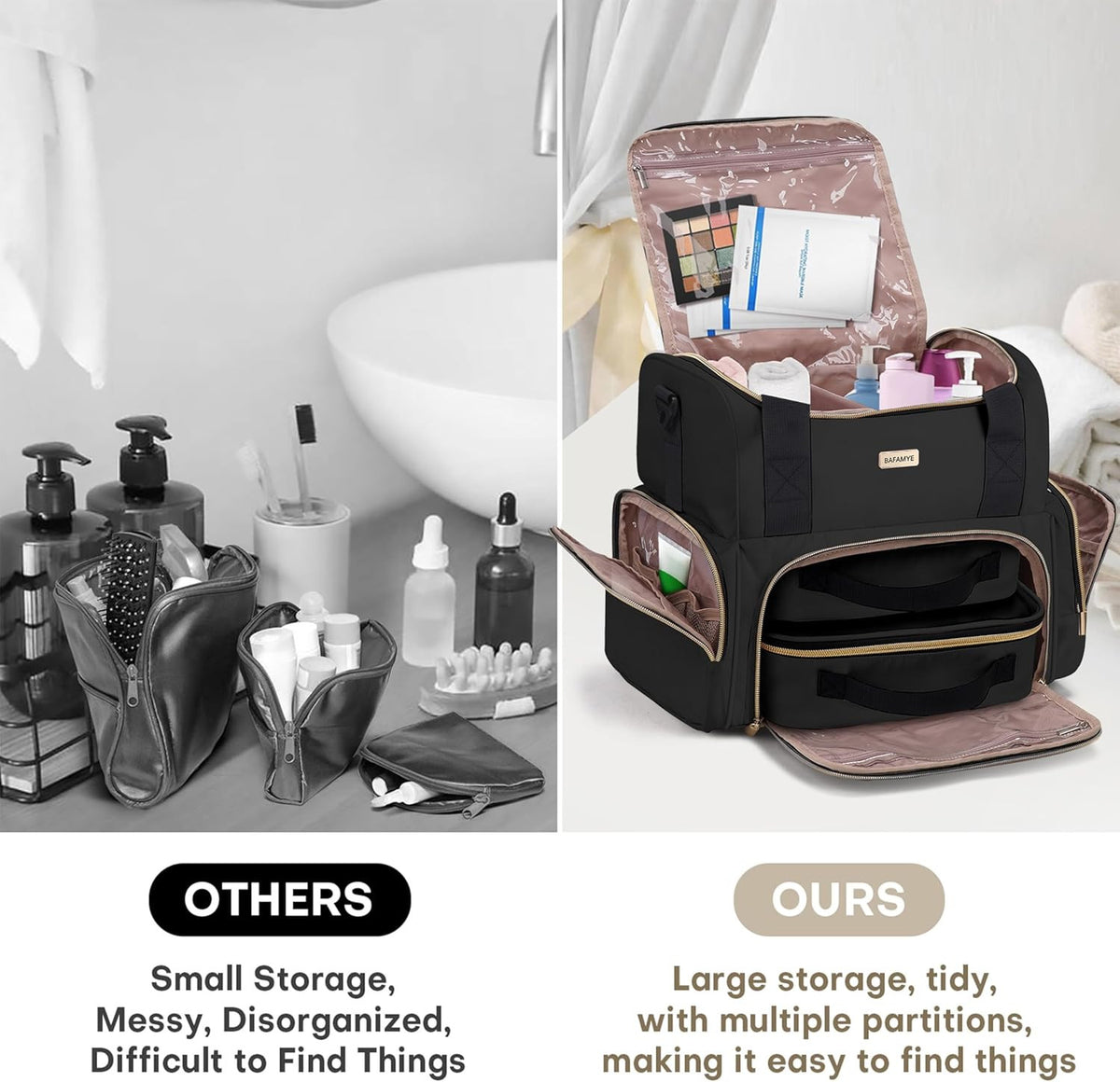 Double Layer Travel Makeup Bag with Removable Cosmetic Cases for Women