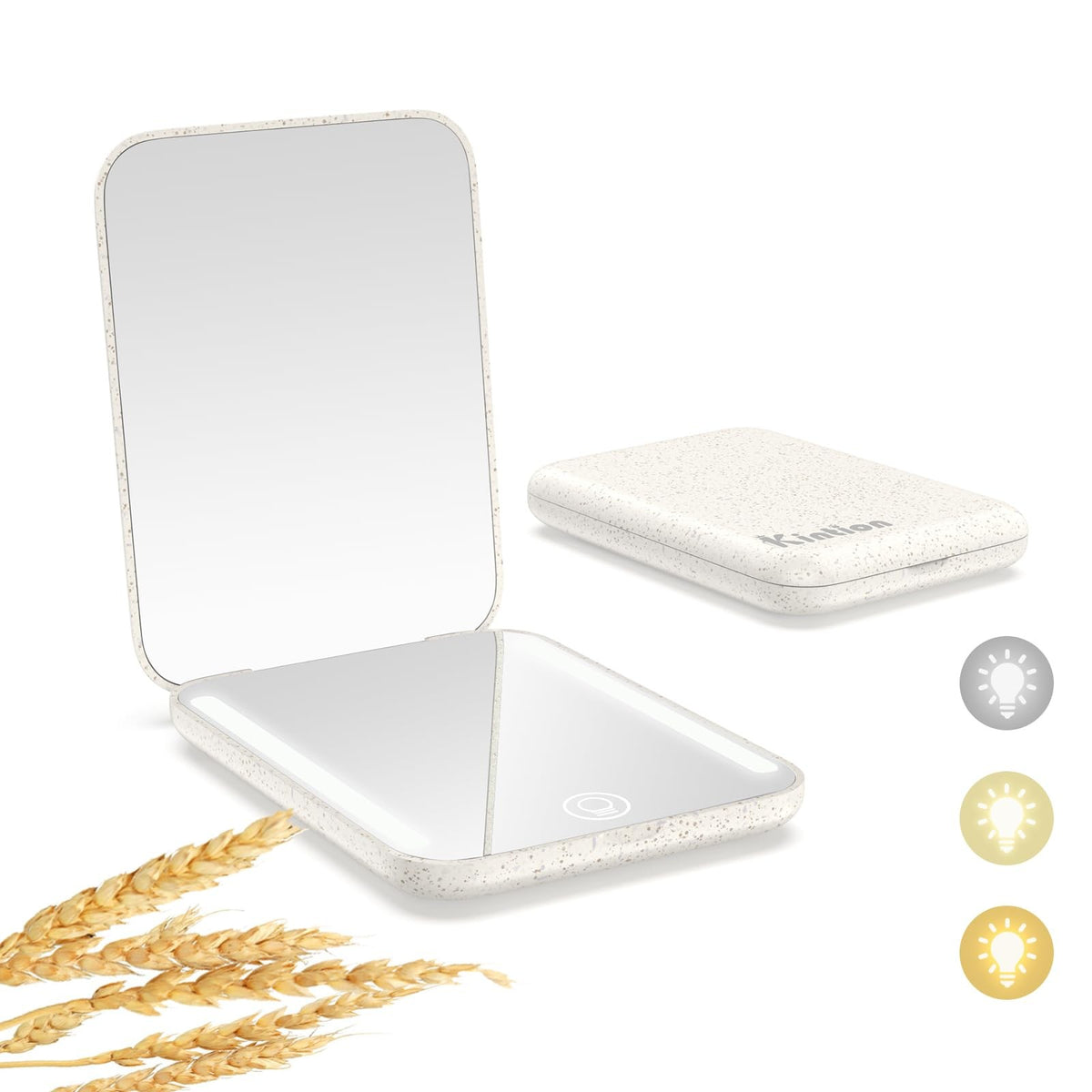 Rechargeable 1X/3X Magnifying Travel Pocket Mirror Apricot