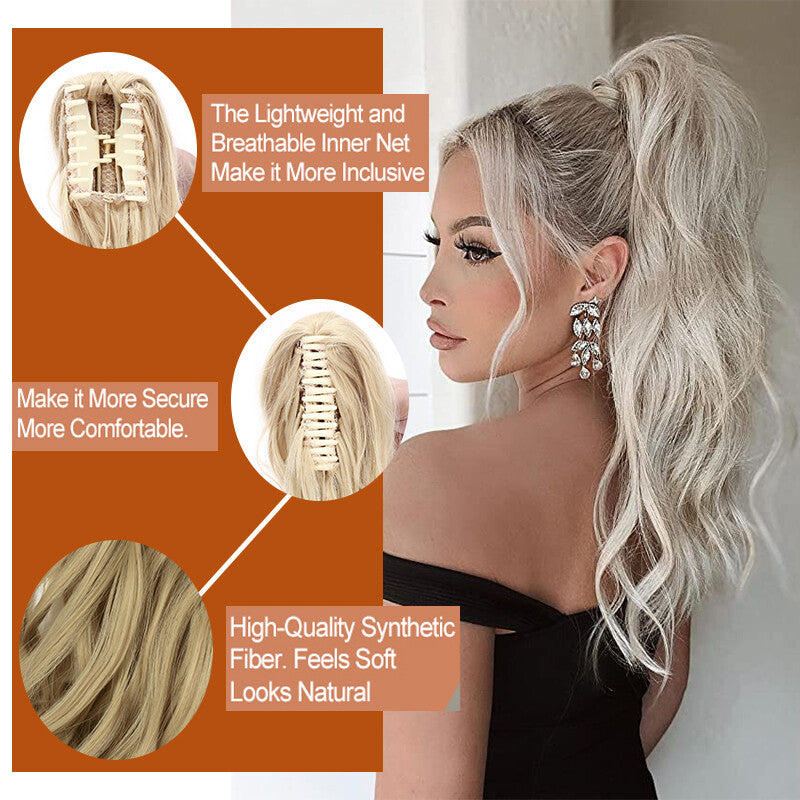 Extra Thick 12-Inch Clip-In Ponytail Hair Extension - Wavy & Straight Styles