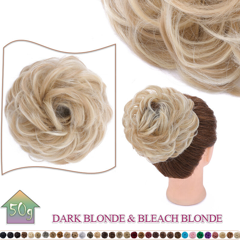 Curly Messy Bun Hair Extension Scrunchie Natural Updo Thick Human Hair
