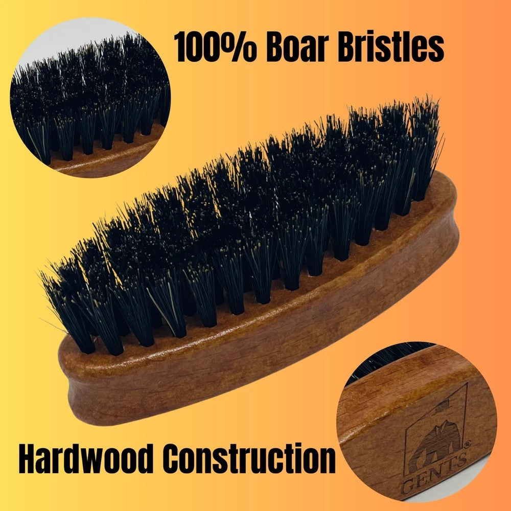 Travel Beard Brush & Comb Set - Mini Wooden Boar Bristle Grooming Kit