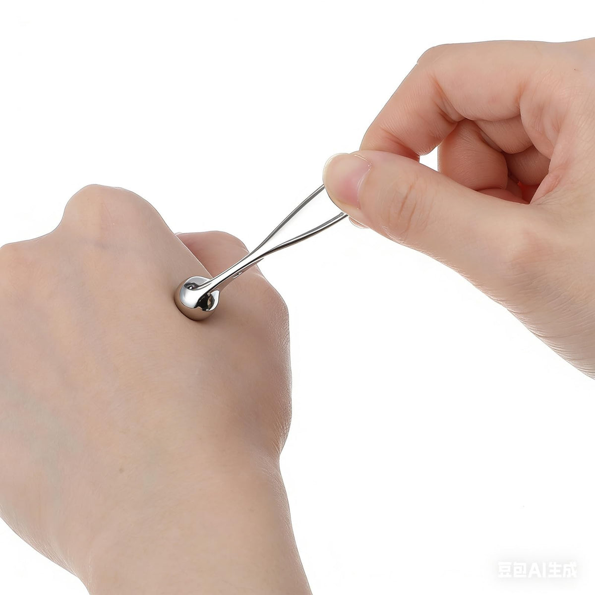 Metal Eye Cream Applicator Tool Set - Dual-Head Facial Massage Stick Silver