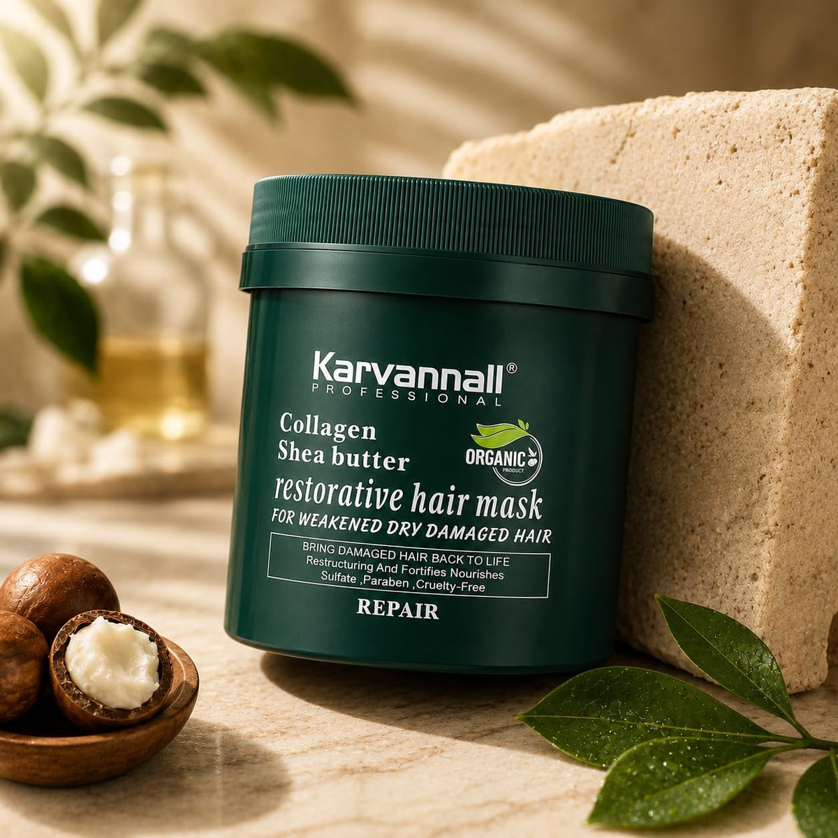 Shea Butter Collagen Hair Mask - Deep Repair & Hydration for Damaged Hair - 16.9 Fl Oz
