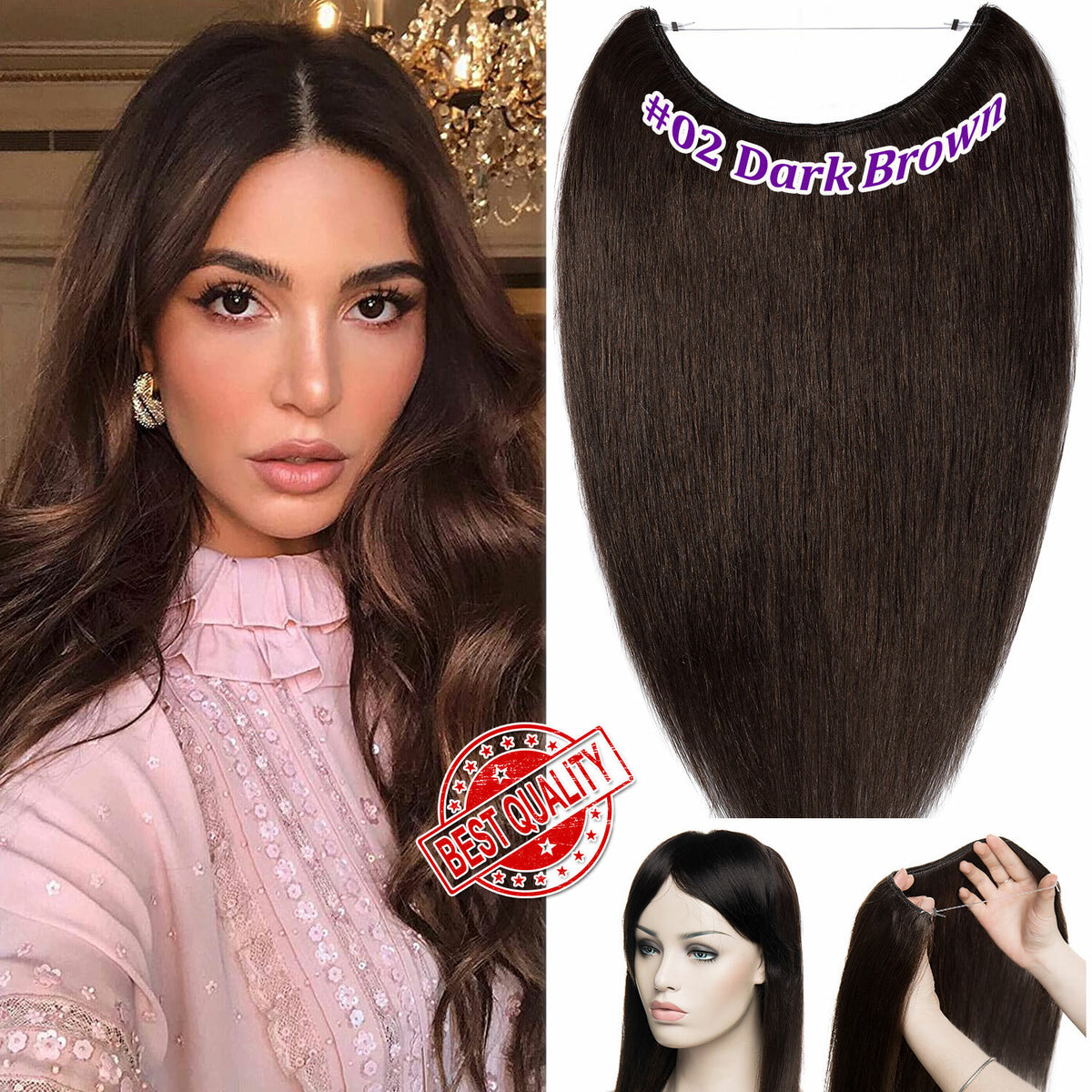 Invisible Wire Clip-In Human Hair Extensions - Thick & Natural Look