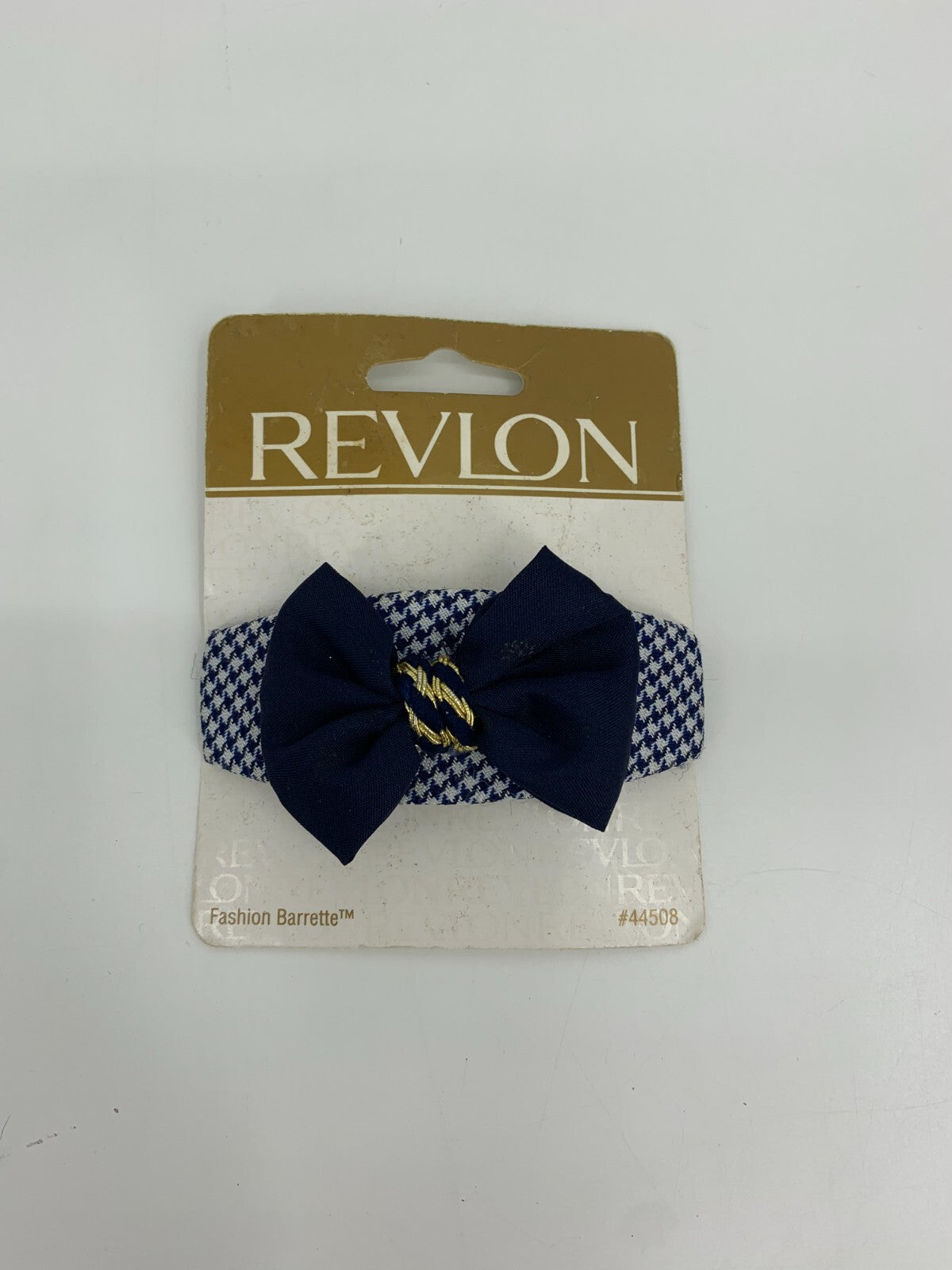 Vintage 90s REVLON Barrette Houndstooth Blue/White Fabric Checkered