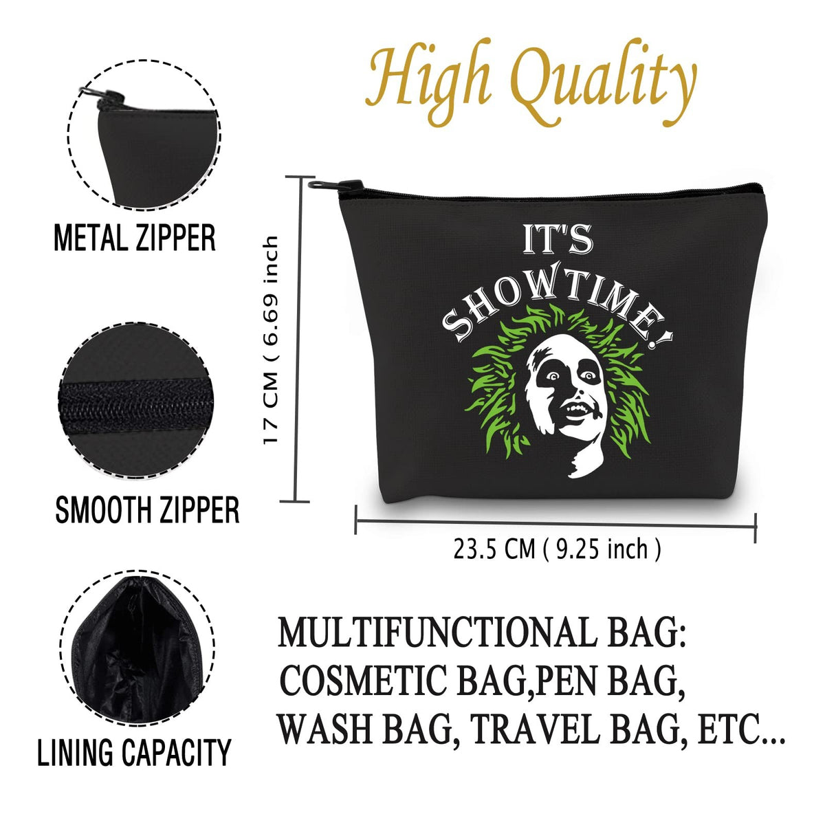 Ghost Movie-themed Makeup Bag - Spooky Undead Design, 23.5cm x 17cm