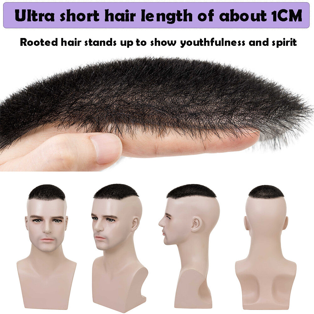 Men's Thin Skin Hair Replacement Toupee Human Hair System with Full PU Base