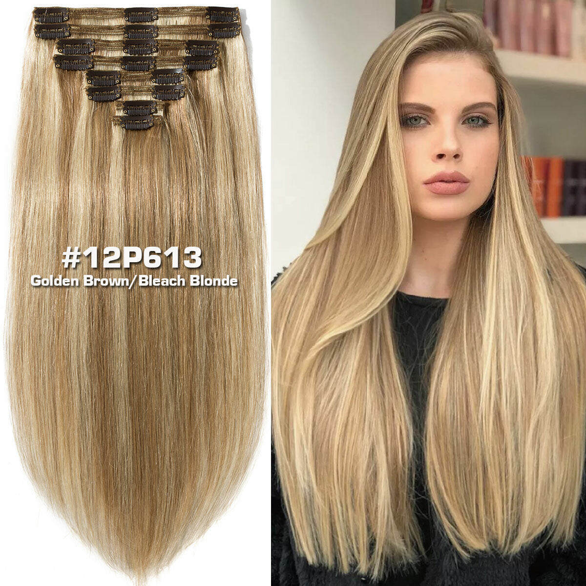 Double Weft Clip-In Human Hair Extensions Full Head - Multiple Colors & Lengths